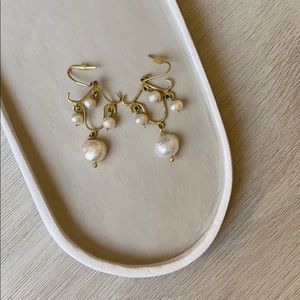 Gold and Pearl Chandelier Earrings